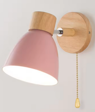 Houten Scandinavische Wandlamp – Moderne E27 Binnenverlichting met Schakelaar