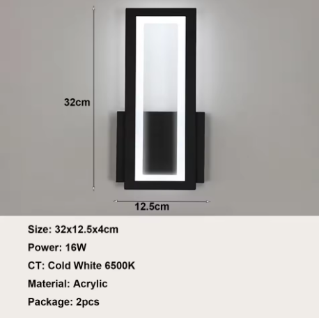 Moderne LED Wandlamp – 16W Acryl Design, Zwart, Warm Wit Licht 3000K