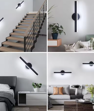 Moderne LED Wandlamp – 12W Zwart, 360° Draaibaar, Koel Wit 6500K