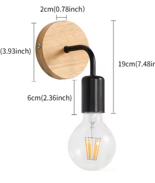 Industriële Wandlampen 2-Pack – Retro Hout & Metaal, E27 Fitting