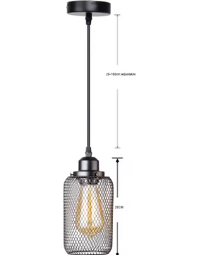 Zwarte Vintage Kooi Hanglamp – Industriële E27 Plafondlamp voor Café, Bar & Woonkamer