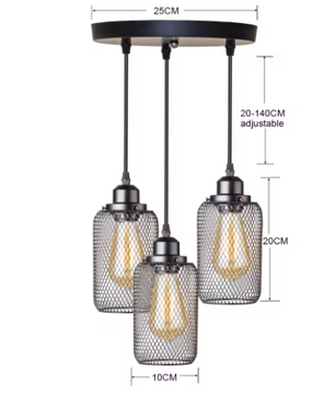 Zwarte Vintage Kooi Hanglamp – Industriële E27 Plafondlamp voor Café, Bar & Woonkamer