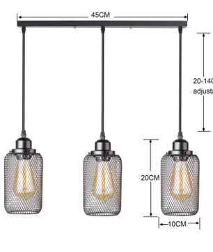 Zwarte Vintage Kooi Hanglamp – Industriële E27 Plafondlamp voor Café, Bar & Woonkamer
