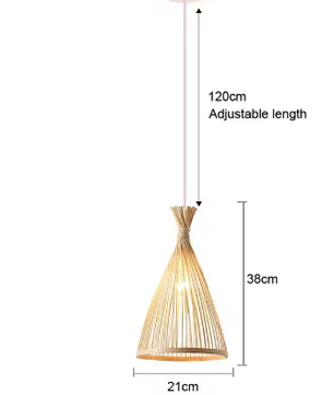 Japanse Bamboe Hanglamp – Handgeweven Rotan Kroonluchter, Natuurlijke Sfeerverlichting voor Woonkamer, Restaurant & Café