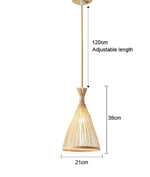 Japanse Bamboe Hanglamp – Handgeweven Rotan Kroonluchter, Natuurlijke Sfeerverlichting voor Woonkamer, Restaurant & Café