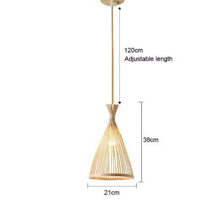 Japanse Bamboe Hanglamp – Handgeweven Rotan Kroonluchter, Natuurlijke Sfeerverlichting voor Woonkamer, Restaurant & Café