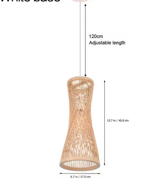 Japanse Bamboe Hanglamp – Handgeweven Rotan Kroonluchter, Natuurlijke Sfeerverlichting voor Woonkamer, Restaurant & Café