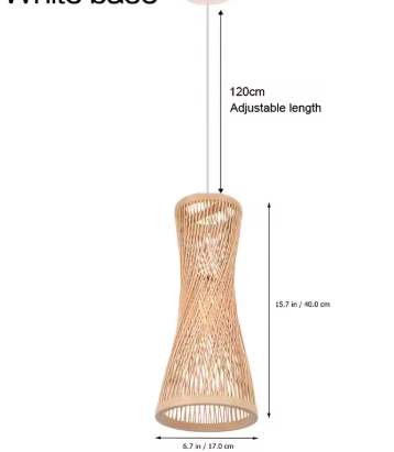 Japanse Bamboe Hanglamp – Handgeweven Rotan Kroonluchter, Natuurlijke Sfeerverlichting voor Woonkamer, Restaurant & Café