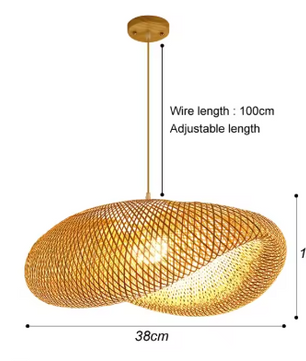 Japanse Bamboe Hanglamp – Handgeweven Rotan Kroonluchter, Natuurlijke Sfeerverlichting voor Woonkamer, Restaurant & Café