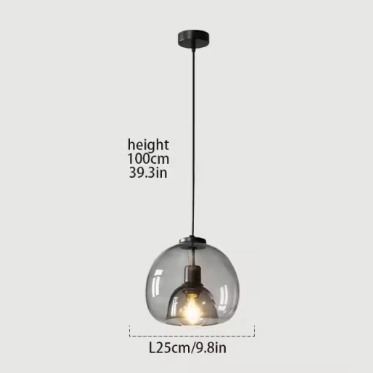 Nordic Glazen Hanglamp – Rokerig Grijs Design voor Keuken & Woonkamer