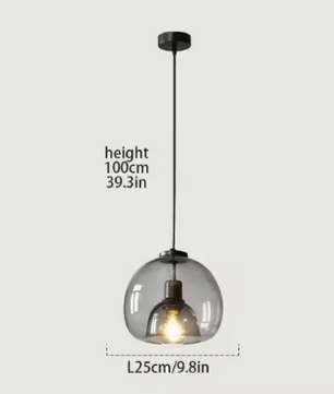 Nordic Glazen Hanglamp – Rokerig Grijs Design voor Keuken & Woonkamer
