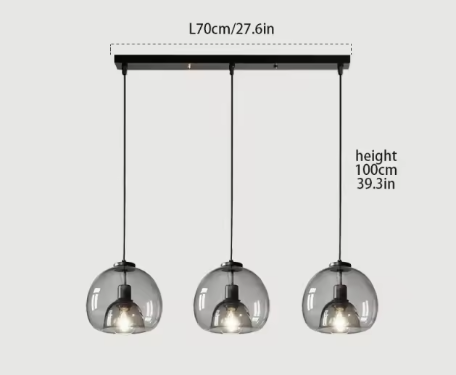 Nordic Glazen Hanglamp – Rokerig Grijs Design voor Keuken & Woonkamer