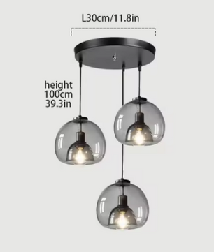 Nordic Glazen Hanglamp – Rokerig Grijs Design voor Keuken & Woonkamer