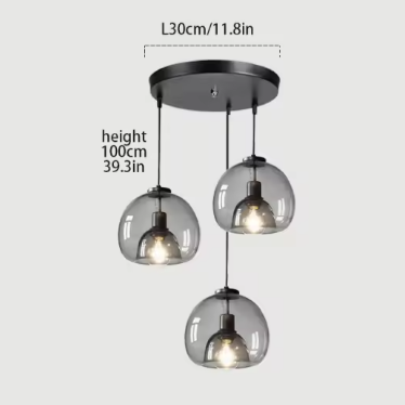 Nordic Glazen Hanglamp – Rokerig Grijs Design voor Keuken & Woonkamer