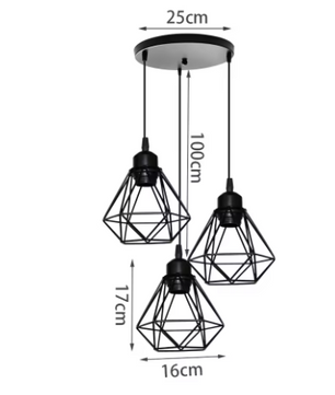Vintage Industriële Hanglamp – Smeedijzeren Diamant Design, Modern en Stijlvol