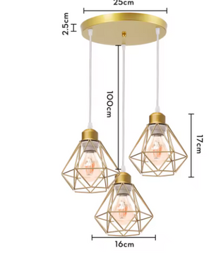 Vintage Industriële Hanglamp – Smeedijzeren Diamant Design, Modern en Stijlvol