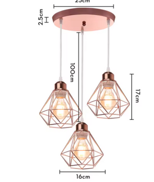 Vintage Industriële Hanglamp – Smeedijzeren Diamant Design, Modern en Stijlvol