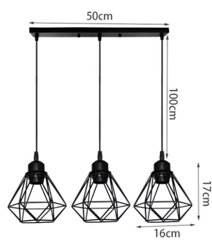 Vintage Industriële Hanglamp – Smeedijzeren Diamant Design, Modern en Stijlvol