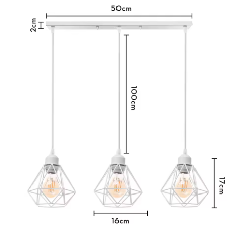 Vintage Industriële Hanglamp – Smeedijzeren Diamant Design, Modern en Stijlvol