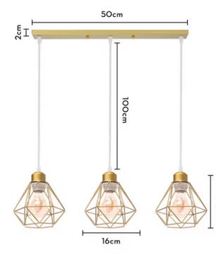 Vintage Industriële Hanglamp – Smeedijzeren Diamant Design, Modern en Stijlvol