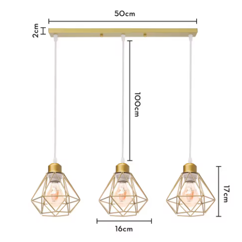 Vintage Industriële Hanglamp – Smeedijzeren Diamant Design, Modern en Stijlvol