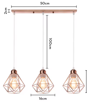 Vintage Industriële Hanglamp – Smeedijzeren Diamant Design, Modern en Stijlvol