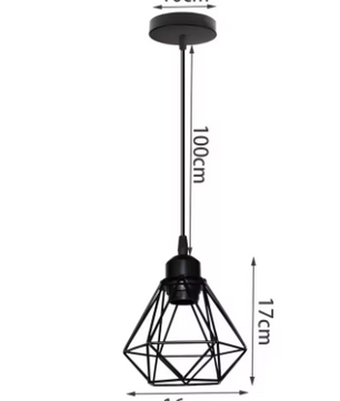 Vintage Industriële Hanglamp – Smeedijzeren Diamant Design, Modern en Stijlvol