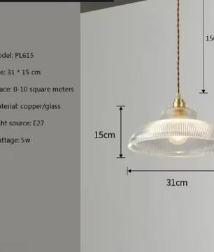 Nordic Houten Glazen Hanglamp – Vintage Design met Messing Accent, Warm en Stijlvol