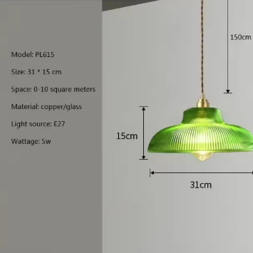 Nordic Houten Glazen Hanglamp – Vintage Design met Messing Accent, Warm en Stijlvol