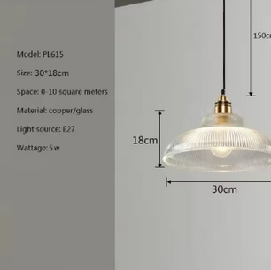 Nordic Houten Glazen Hanglamp – Vintage Design met Messing Accent, Warm en Stijlvol
