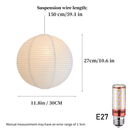 Japanse Rijstpapier Hanglamp – Minimalistisch Wabi-Sabi Design met Dimbare LED