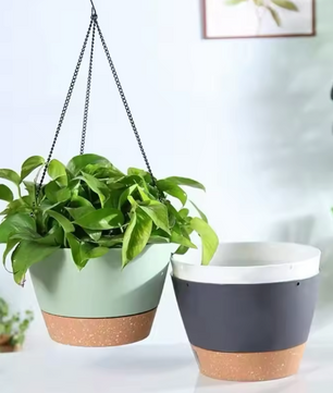 Hangende Zelfbewaterende Plantenbak – Kunststof Bloempot met Schotel en Waterniveau-indicator