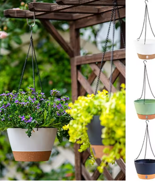 Hangende Zelfbewaterende Plantenbak – Kunststof Bloempot met Schotel en Waterniveau-indicator