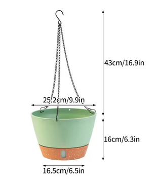 Hangende Zelfbewaterende Plantenbak – Kunststof Bloempot met Schotel en Waterniveau-indicator