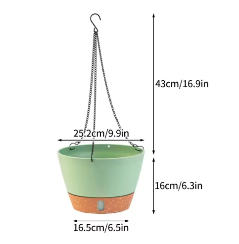 Hangende Zelfbewaterende Plantenbak – Kunststof Bloempot met Schotel en Waterniveau-indicator