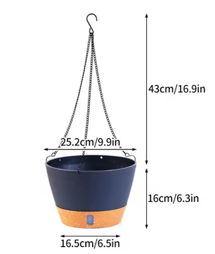Hangende Zelfbewaterende Plantenbak – Kunststof Bloempot met Schotel en Waterniveau-indicator