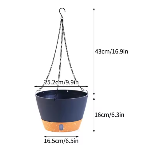 Hangende Zelfbewaterende Plantenbak – Kunststof Bloempot met Schotel en Waterniveau-indicator