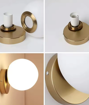 Moderne Wandlamp – E27 Bolvormig Design met Glazen Kap 15 cm