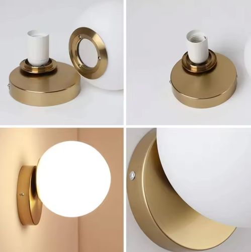 Moderne Wandlamp – E27 Bolvormig Design met Glazen Kap 15 cm