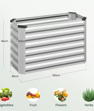 Verhoogd Stalen Tuinbed – Zilveren Plantenbak voor Balkon, Terras en Tuin