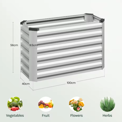 Verhoogd Stalen Tuinbed – Zilveren Plantenbak voor Balkon, Terras en Tuin