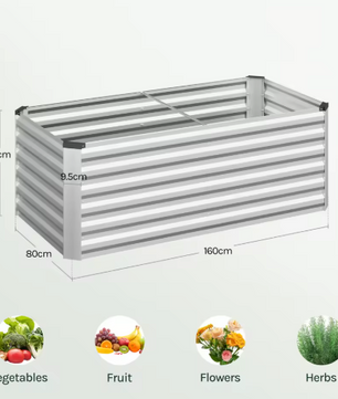 Verhoogd Stalen Tuinbed – Zilveren Plantenbak voor Balkon, Terras en Tuin