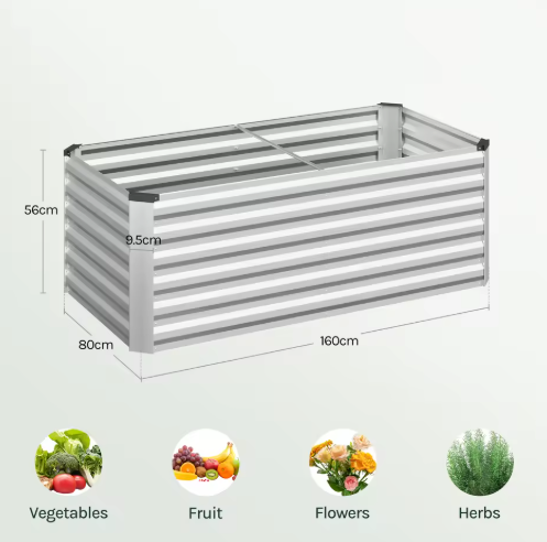 Verhoogd Stalen Tuinbed – Zilveren Plantenbak voor Balkon, Terras en Tuin