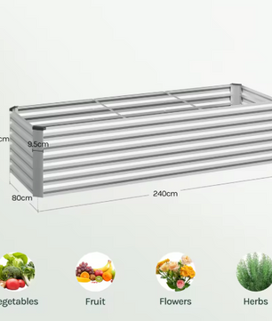 Verhoogd Stalen Tuinbed – Zilveren Plantenbak voor Balkon, Terras en Tuin