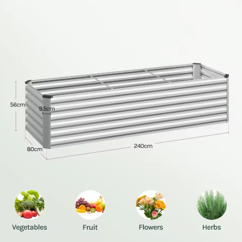Verhoogd Stalen Tuinbed – Zilveren Plantenbak voor Balkon, Terras en Tuin
