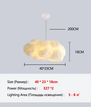 Wolk Hanglamp – Moderne LED Kroonluchter van Space-Katoen, Sfeervol en Uniek