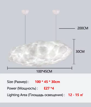 Wolk Hanglamp – Moderne LED Kroonluchter van Space-Katoen, Sfeervol en Uniek