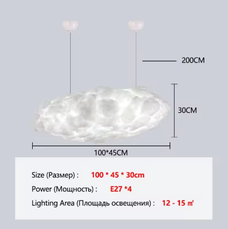 Wolk Hanglamp – Moderne LED Kroonluchter van Space-Katoen, Sfeervol en Uniek