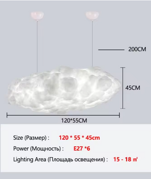 Wolk Hanglamp – Moderne LED Kroonluchter van Space-Katoen, Sfeervol en Uniek