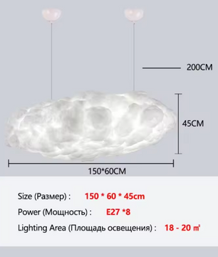 Wolk Hanglamp – Moderne LED Kroonluchter van Space-Katoen, Sfeervol en Uniek